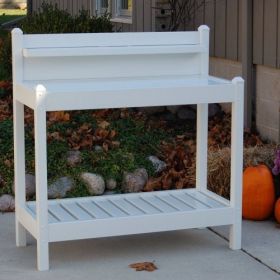 White Outdoor PVC Vinyl Potting Bench
