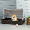 Wicker Foldable Dog Bed with Canopy