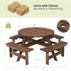 Espresso Wooden 8 Seat Picnic Table with Umbrella Hole