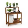 Solid Meranti Wood Potting Bench with Bottom Shelf