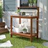 Solid Meranti Wood Potting Bench with Bottom Shelf
