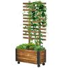 Farmhouse Raised Garden Planter with Trellis on Wheels