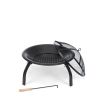 Steel Fire Pit Set with Mesh Cover and Poker