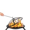 Steel Fire Pit Set with Mesh Cover and Poker