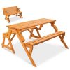 Interchangeable 2 in 1 Wooden Picnic Table and Garden Bench