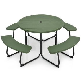 Green All Weather 8 Seater Picnic Table