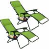 Set of 2 Green Folding Zero Gravity Lounge Chairs