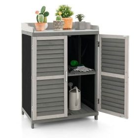 Grey Patio Storage Cabinet Garden Potting Table