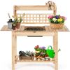 Solid Wood Potting Bench with Bottom Shelf and Removeable Sink