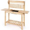 Solid Wood Potting Bench with Bottom Shelf and Removeable Sink