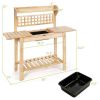 Solid Wood Potting Bench with Bottom Shelf and Removeable Sink