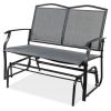 Mesh Patio Loveseat Glider with Armrests; Grey