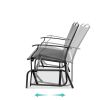 Mesh Patio Loveseat Glider with Armrests; Grey