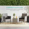 3-Piece PE Wicker Patio Furniture Set with Black Cushions