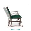 Mesh Patio Loveseat Glider with Armrests; Hunter Green