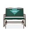 Mesh Patio Loveseat Glider with Armrests; Hunter Green