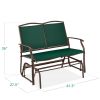 Mesh Patio Loveseat Glider with Armrests; Hunter Green