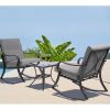 Patio Furniture Rocking Chair Set with Grey Cushions; 3 Piece