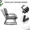 Patio Furniture Rocking Chair Set with Grey Cushions; 3 Piece