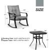 Patio Furniture Rocking Chair Set with Grey Cushions; 3 Piece