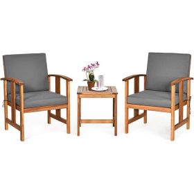 3 Piece Patio Furniture Set with Grey Cushions