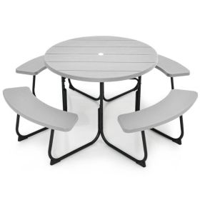 Grey All Weather 8 Seater Picnic Table