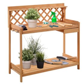 Home Wooden Potting Bench with Storage Drawer