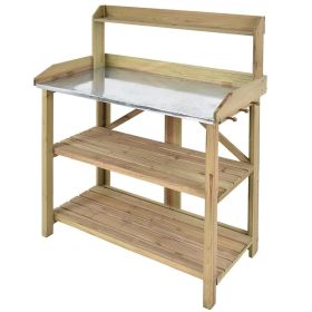 Garden Workstation Potting Bench with Metal Top