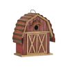 Red Wood and Metal Barn Style Hanging Bird House