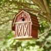 Red Wood and Metal Barn Style Hanging Bird House