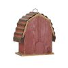 Red Wood and Metal Barn Style Hanging Bird House