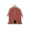 Red Wood and Metal Barn Style Hanging Bird House