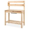 Expandable Wooden Potting Bench with Plastic Sink