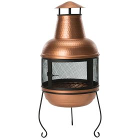 Copper and Iron Chiminea Fire Pit with Stand