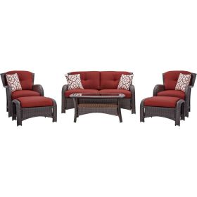 Resin Wicker 6 Piece Patio Furniture Lounge Set