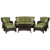 Resin Wicker 6-Piece Furniture Set with Green Seat Cushions
