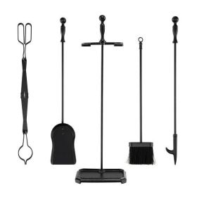 5-Piece Fireplace Tool Set; Black