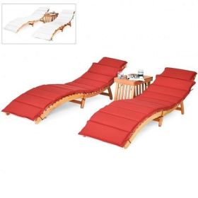 3 Pieces Patio Lounge Set with Foldable Side Table