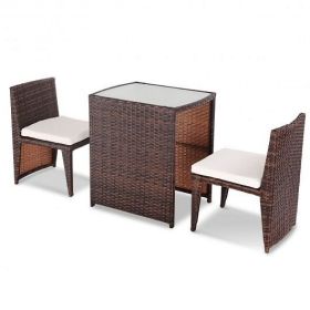 3 Piece Wicker Bistro Set (No Assembly Needed)