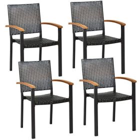 Patio PE Rattan Dining Chairs; Set of 4