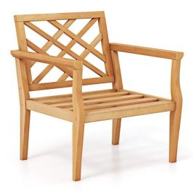 Teak Wood Slatted Patio Armchair