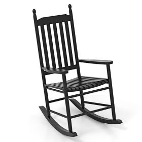 Black High-Back Acacia Wood Rocking Chair