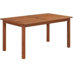 Patio Outdoor Solid Wood Dining Table with Umbrella Hole