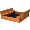 Kids Sturdy Cedar Sandbox with Seated Bench
