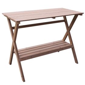 Wooden Potting Bench with Lower Shelf