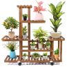 Solid Wood 6-Tier Plant Stand on Wheels