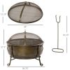 Large Wood Burning Fire Pit Cauldron with Grill