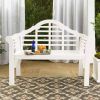 Folding Wood Patio Bench with Scrolled Arms