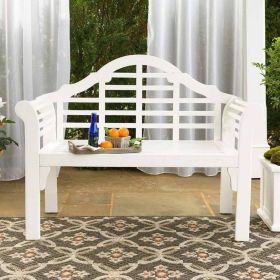Folding Wood Patio Bench with Scrolled Arms