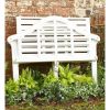 Folding Wood Patio Bench with Scrolled Arms